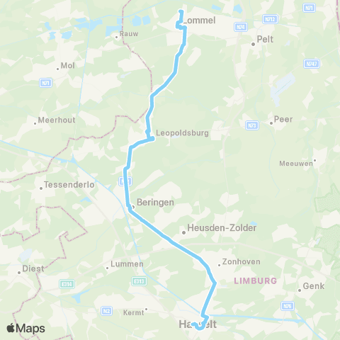 De Lijn Hasselt - Lommel map