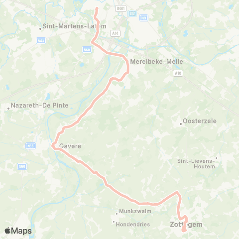 De Lijn Gent Sint-Pieters - Merelbeke - Gavere - Zottegem map