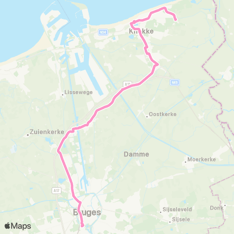 De Lijn Brugge - B-Park - Dudzele - Westkapelle - Knokke map
