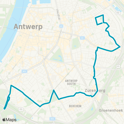 De Lijn Station Zuid - Berchem Station - Stuivenberg map