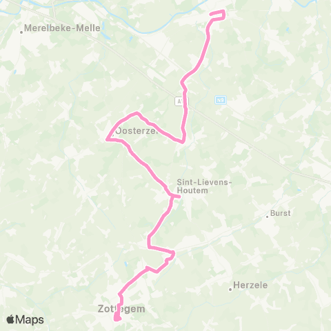 De Lijn Wetteren - Westrem - Bavegem - Oosterzele - Zottegem map