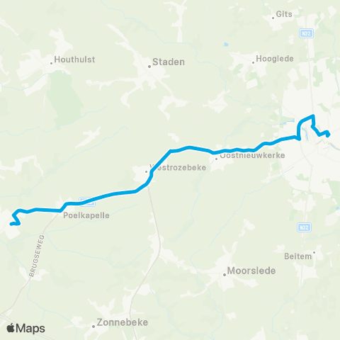 De Lijn Langemark - Westrozebeke - Schiervelde - Roeselare map