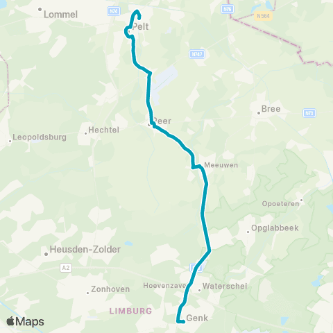 De Lijn Genk - Neerpelt map