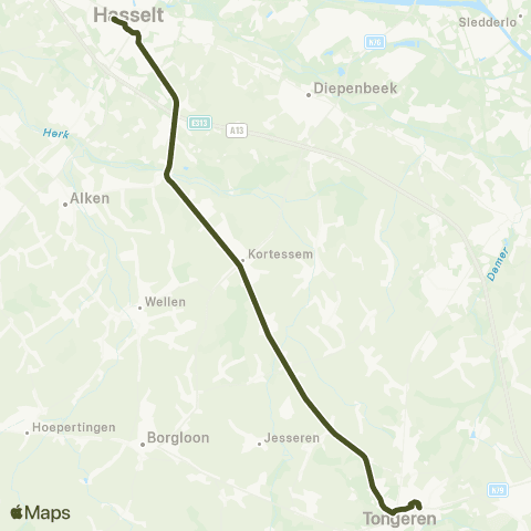 De Lijn Hasselt - Tongeren map