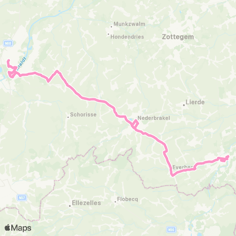De Lijn Geraardsbergen - Everbeek - Brakel - Oudenaarde map
