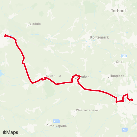 De Lijn Roeselare - Schiervelde - Staden - Houthulst - Diksmuide map