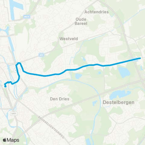 De Lijn Gent Zuid - Gent Dampoort - Destelbergen Damvallei map