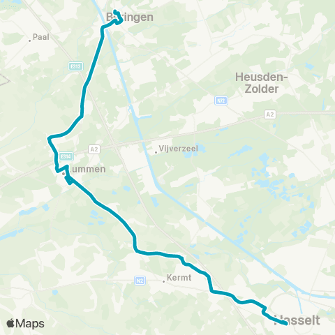 De Lijn Hasselt - Beringen map