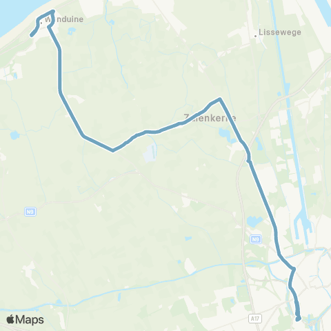 De Lijn Brugge - B-Park - Zuienkerke - Wenduine map