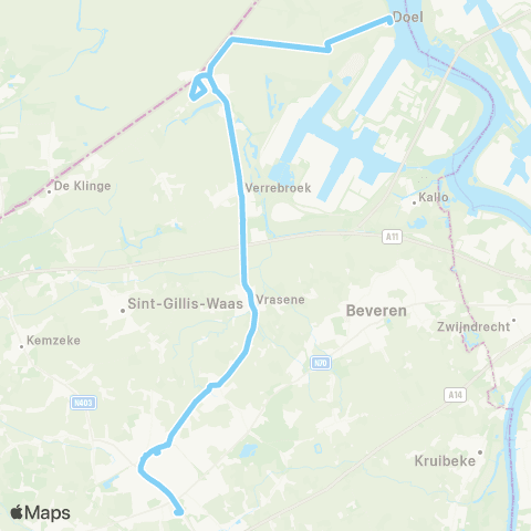 De Lijn Sint-Niklaas - Vrasene - Kieldrecht - Doel map