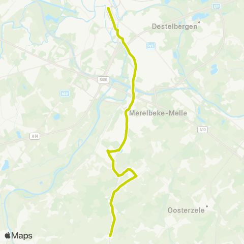 De Lijn Gent Zuid - Merelbeke Kwenenbos ( - Bottelare - Baaigem) map