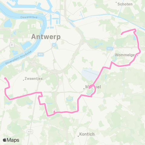 De Lijn Hoboken Polderstad - Wilrijk - UZA - Mortsel - Wijnegem map