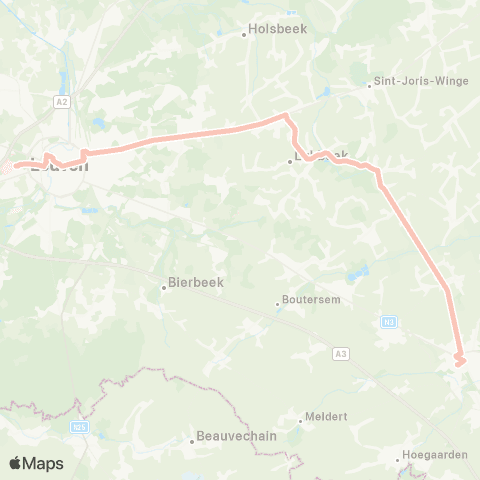 De Lijn Leuven - Lubbeek - Tienen map