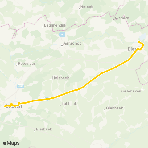 De Lijn Leuven - Tielt-Winge - Diest map