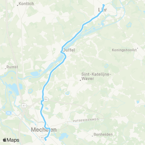 De Lijn Mechelen - AZ Sint-Maarten - Duffel - Lier map