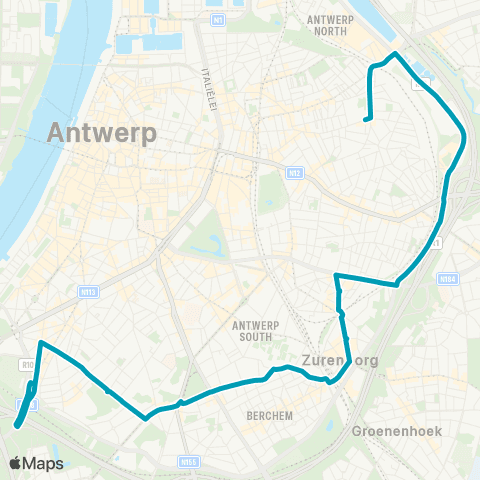 De Lijn Station Zuid - Berchem Station - Stuivenberg map
