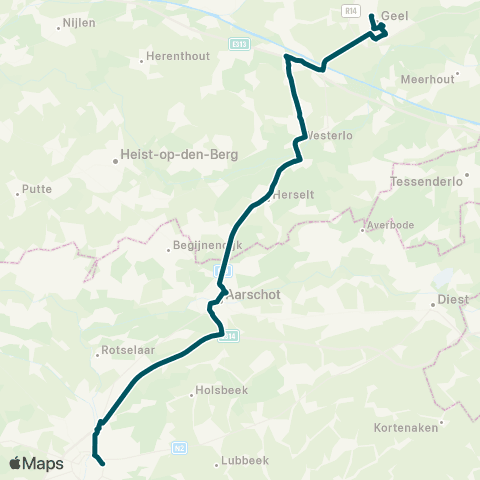 De Lijn Geel - Oevel - Westerlo - Herselt - Aarschot - Leuven map