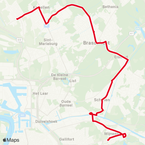 De Lijn Hoevenen - Kapellen - Brasschaat - Schoten - Wijnegem map