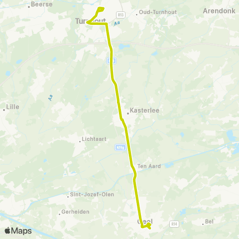 De Lijn Turnhout - Kasterlee - Geel map