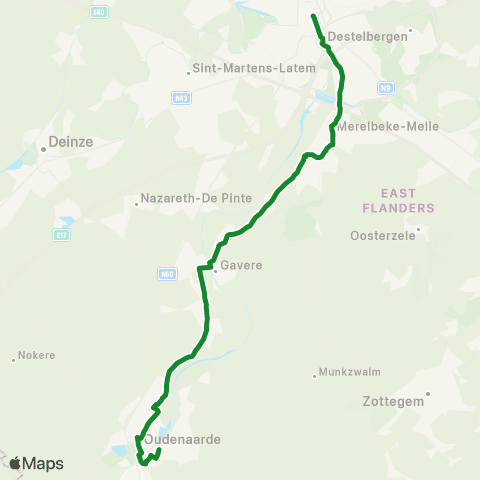 De Lijn Gent Zuid - Merelbeke - Gavere - Oudenaarde map