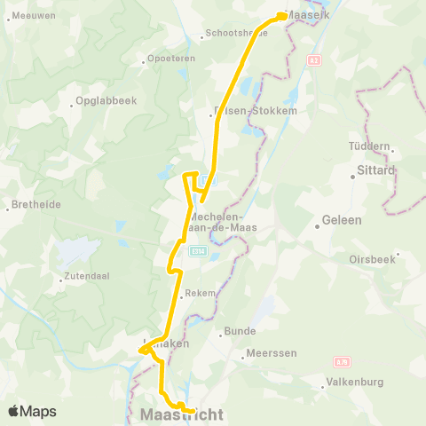 De Lijn Maaseik - Maastricht map