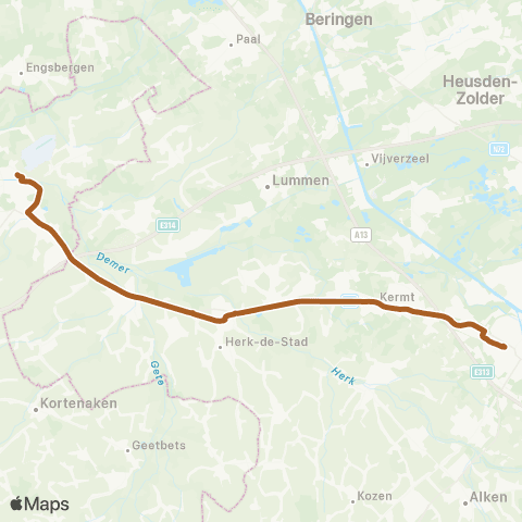 De Lijn Hasselt - Diest map