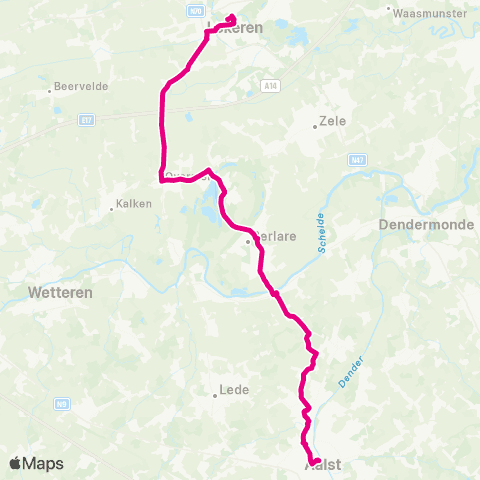 De Lijn Aalst - Hofstade - Berlare - Lokeren map
