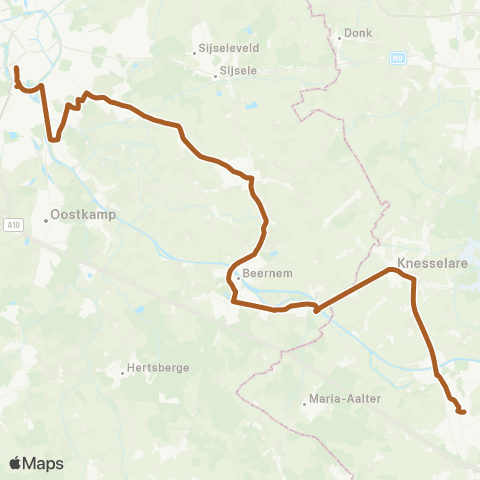 De Lijn Brugge - Beernem - Knesselare ( - Aalter) map