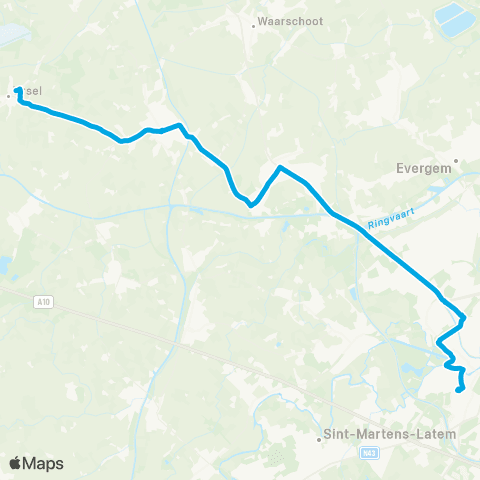 De Lijn Gent Sint-Pieters - Lovendegem - Zomergem ( - Ursel) map