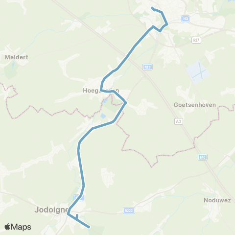 De Lijn Tienen - Hoegaarden - Geldenaken map