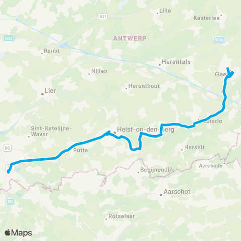 De Lijn Mechelen - Heist-op-den-Berg - Hulshout - Westerlo - Geel map