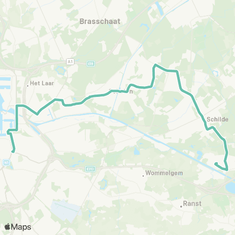 De Lijn Oelegem - Schoten - Antwerpen map