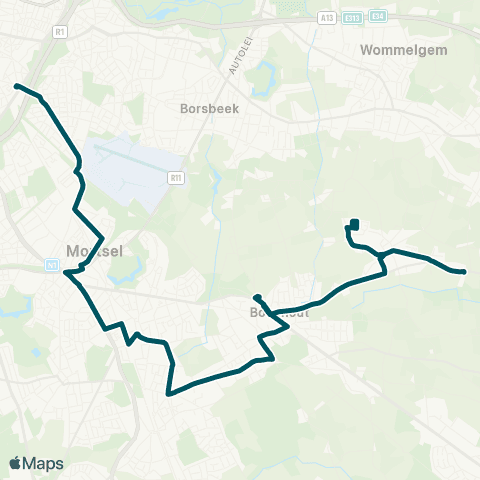 De Lijn Berchem Station - Hove - Vremde map