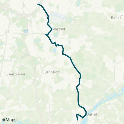 De Lijn Berchem Station - Hove - Duffel map
