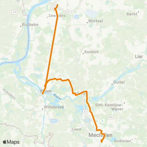 De Lijn Antwerpen - Boom - Rumst - Mechelen map