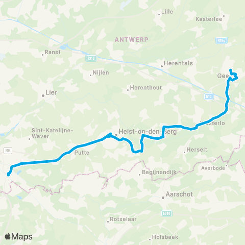 De Lijn Mechelen - Heist-op-den-Berg - Hulshout - Westerlo - Geel map