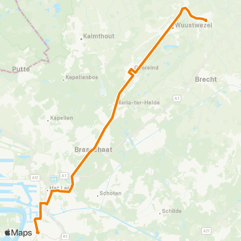 De Lijn Loenhout - Wuustwezel - Brasschaat - Antwerpen map