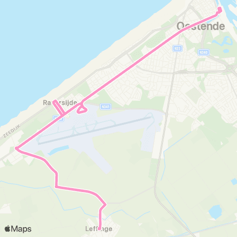 De Lijn Oostende - Luchthaven - Leffinge map