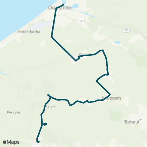 De Lijn Oostende - Gistel - Westkerke - Ichtegem - Diksmuide map