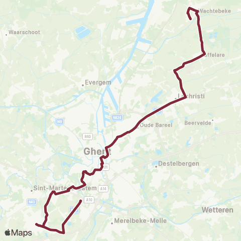 De Lijn De Pinte - Gent - Lochristi - Wachtebeke map