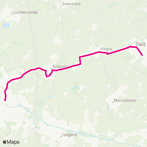 De Lijn Tielt - Pittem - Ardooie - Beveren - Roeselare map