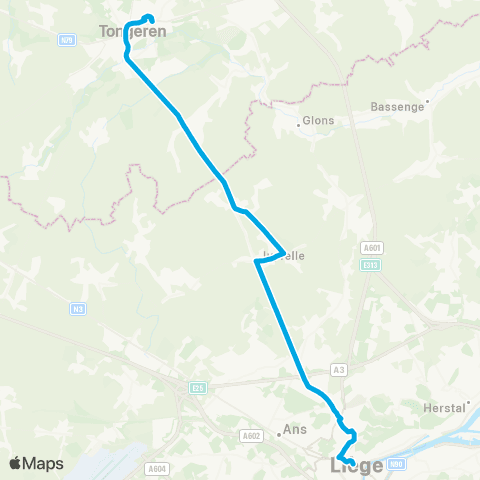 De Lijn Tongeren - Liège map