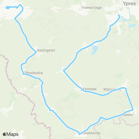 De Lijn Ieper - Kemmel - Mesen - Nieuwkerke - Loker - Poperinge map