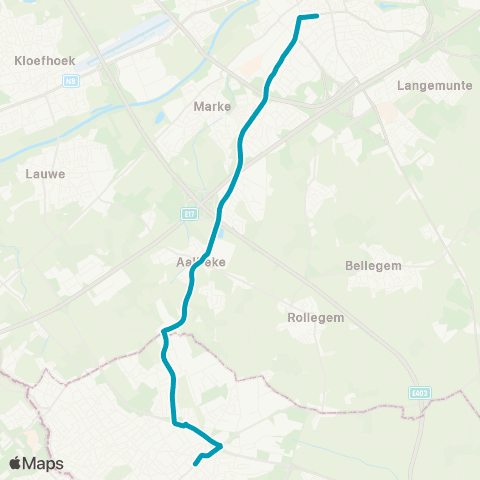 De Lijn Kortrijk - Aalbeke ( - Moeskroen) map