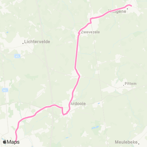De Lijn (Wingene - ) Zwevezele - Ardooie - Beveren - Roeselare map