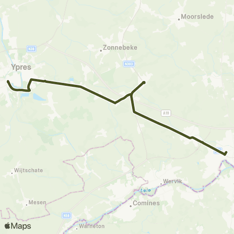 De Lijn Ieper - Beselare - Geluwe - Menen map