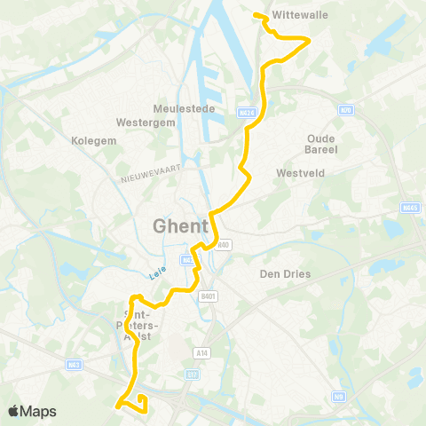 De Lijn Zwijnaarde Technologiepark - Gent - Oostakker map