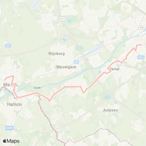 De Lijn Kortrijk - Marke - Lauwe - Rekkem - Menen map