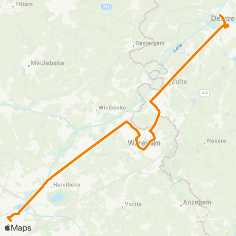 De Lijn Kortrijk - Harelbeke - Waregem - Zulte - Deinze map