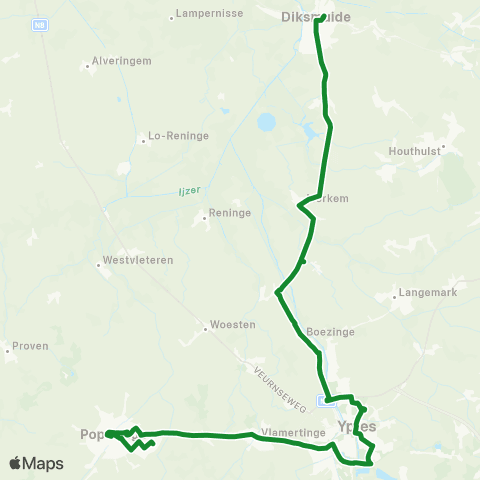 De Lijn Poperinge - Ieper - JYZ - Merkem - Diksmuide map